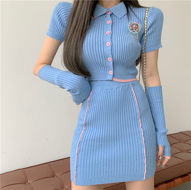 Knitted two-piece jacket + skirt PL51179