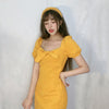 YELLOW SQUARE NECK DRESS  PL52275