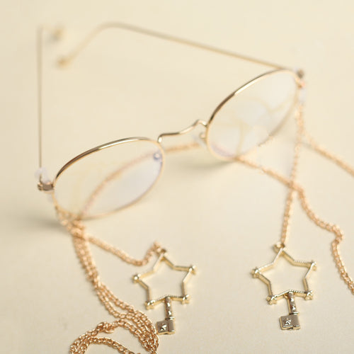 Golden glasses + glasses chain PL30019