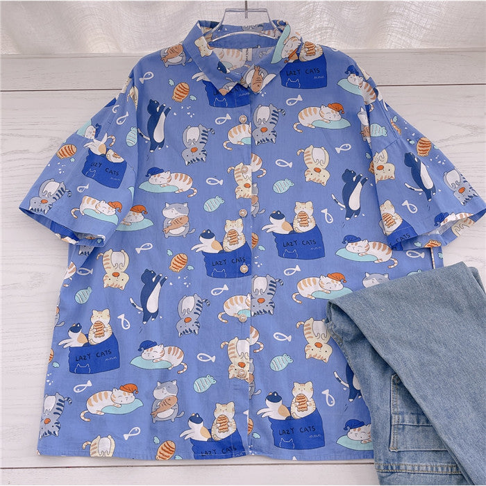 Harajuku cartoon print shirt  PL52572