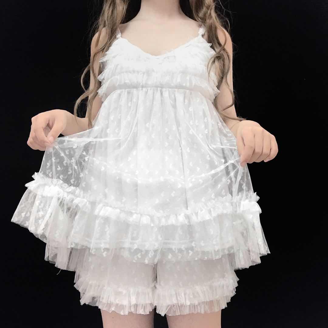 White suspender skirt + shorts PL51297