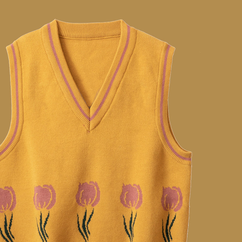 Yellow Knit Vest  PL52503