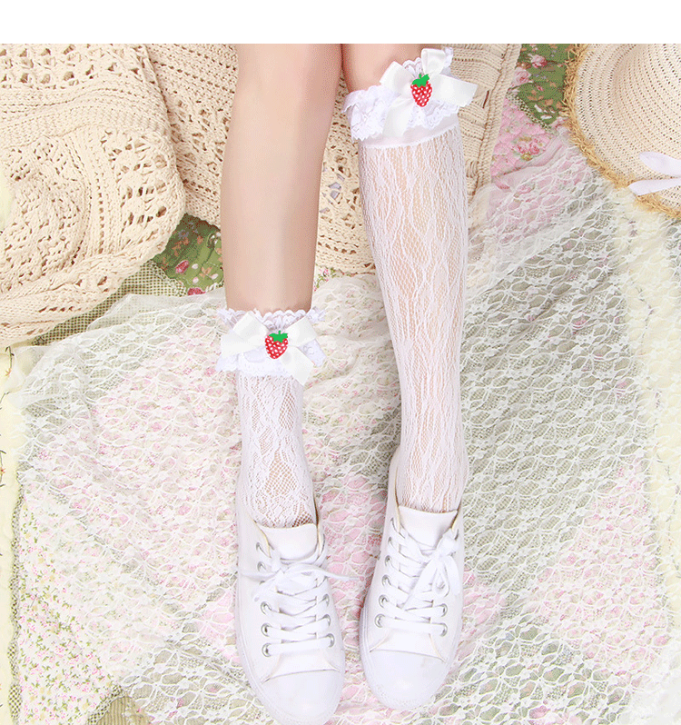 Japanese lace strawberry calf socks PL10145