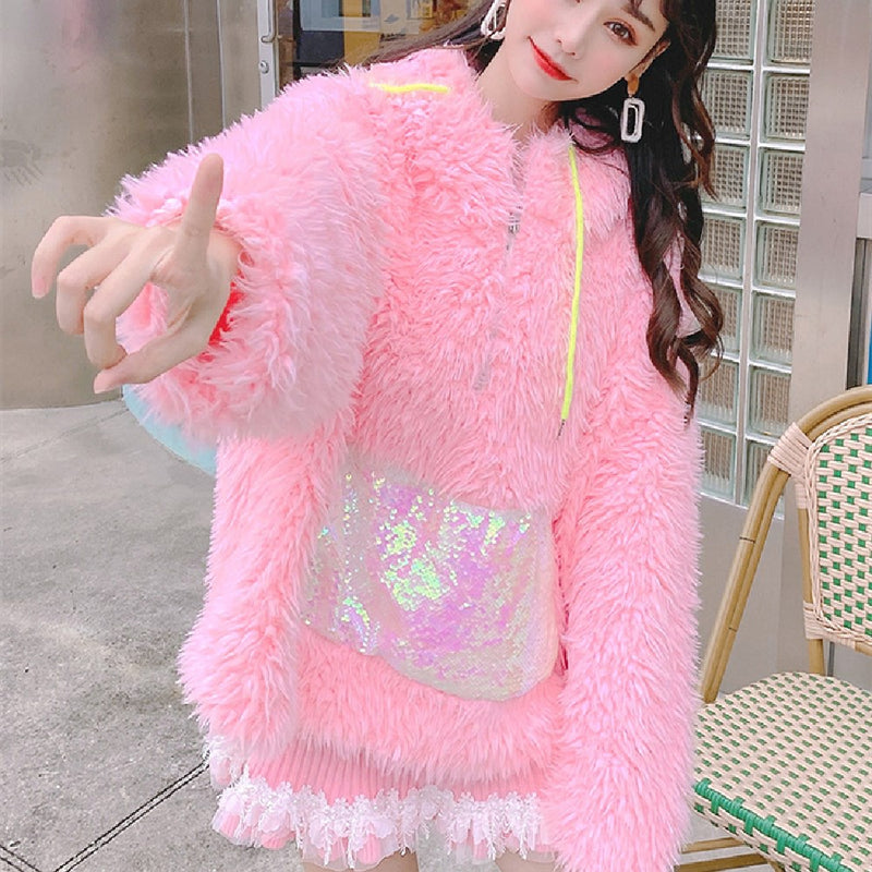 Cute plush coat PL50965