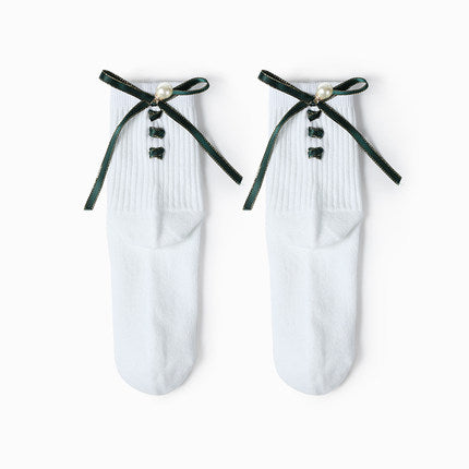 College wind bow stockings PL10226