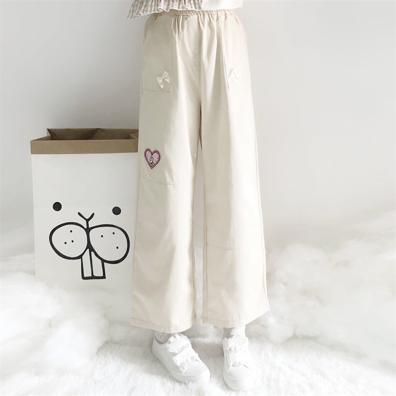 Cute bunny embroidered casual pants  PL52535