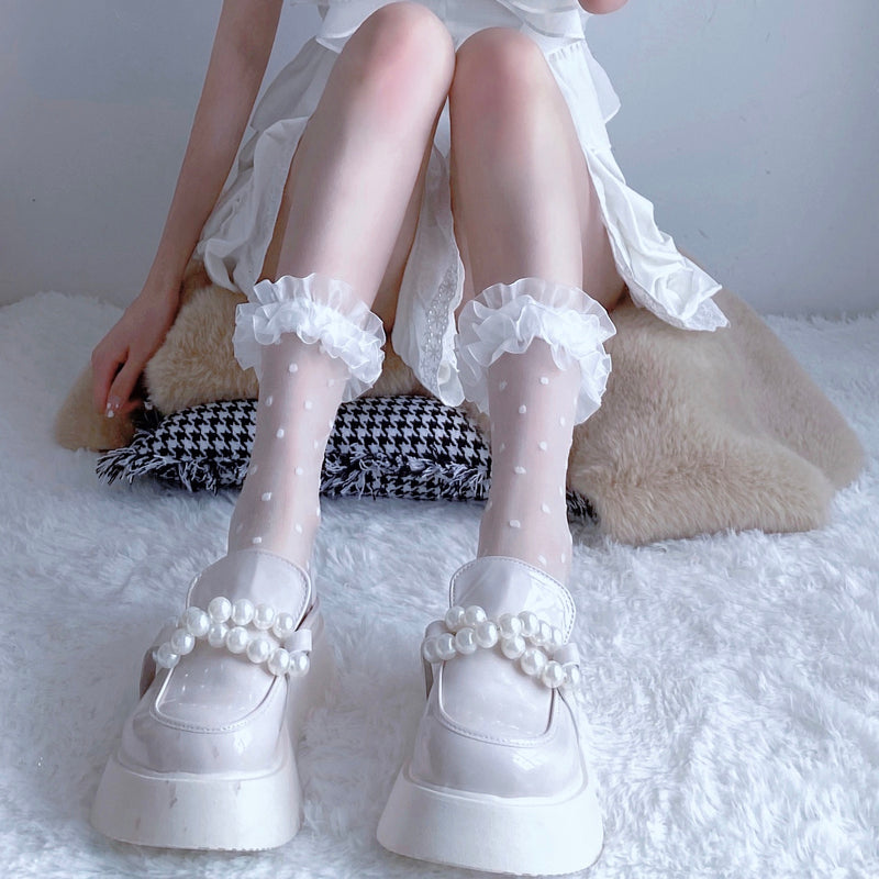 Lolita white lace socks PL51752