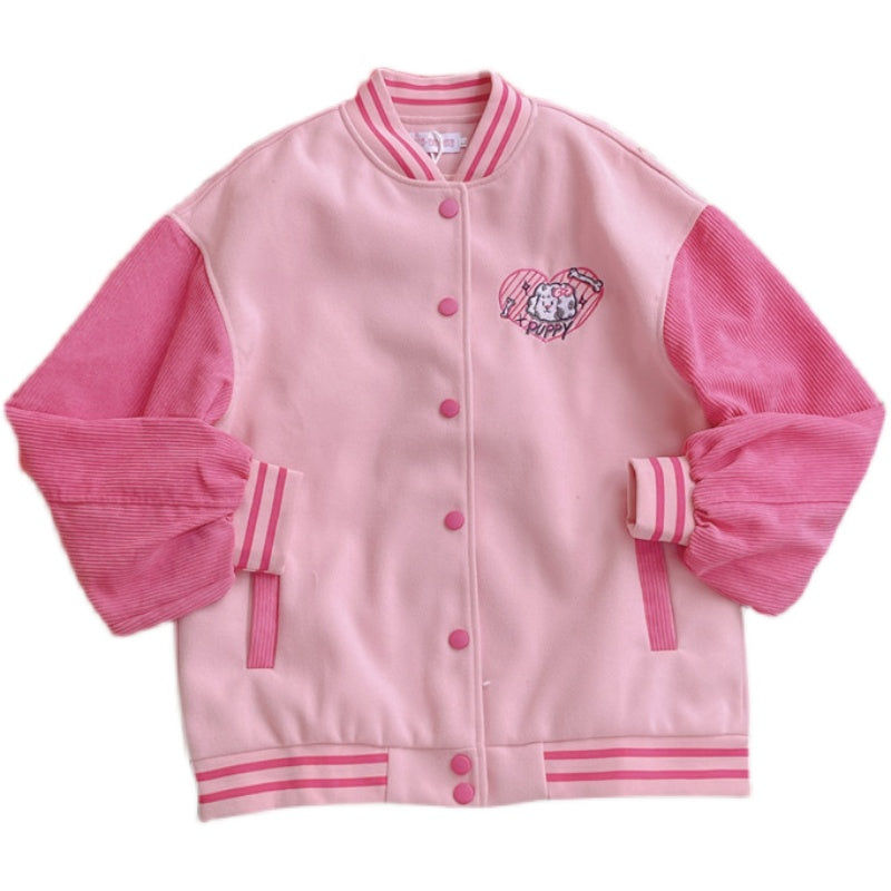 Pink Cartoon Embroidered Jacket  PL52778