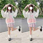 Cute rabbit ears plus fleece top PL51841