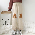 Cute bear embroidered casual pants  PL52533