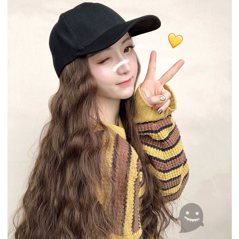 Hat long curly hair wig PL50106