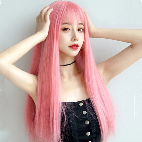 Lolita pink long straight wig PL51916