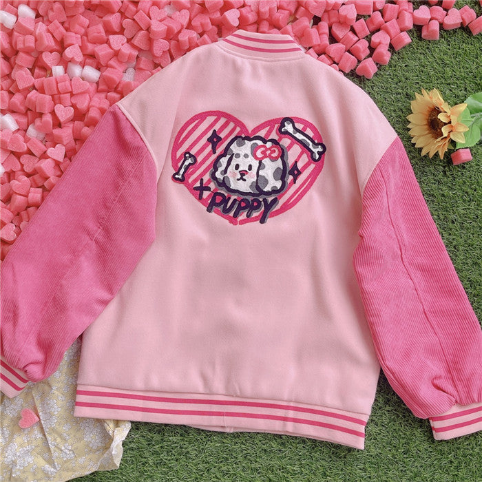 Pink Cartoon Embroidered Jacket  PL52778