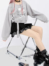 gray cartoon cropped sweatshirt  PL20579