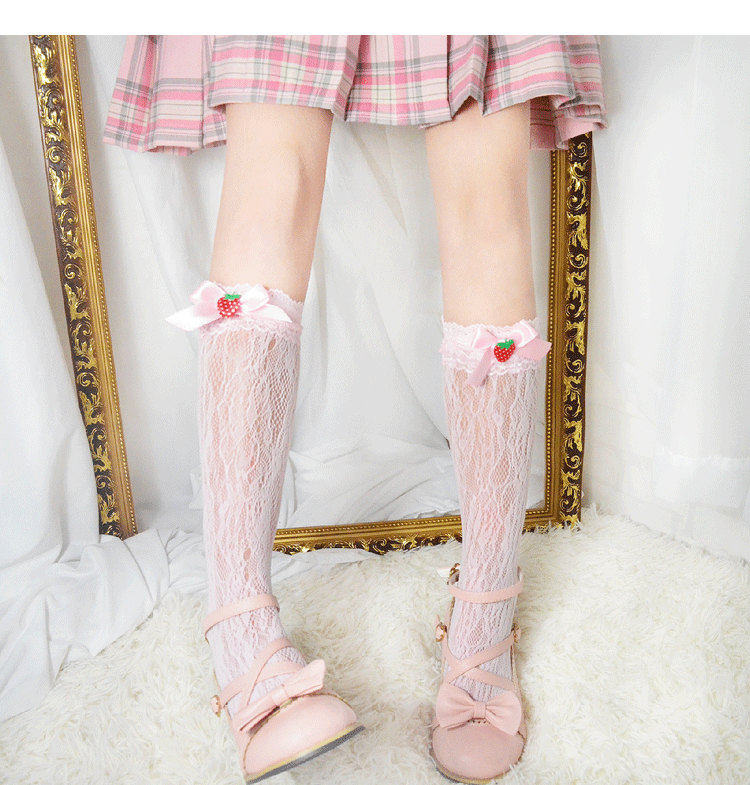 Japanese lace strawberry calf socks PL10145