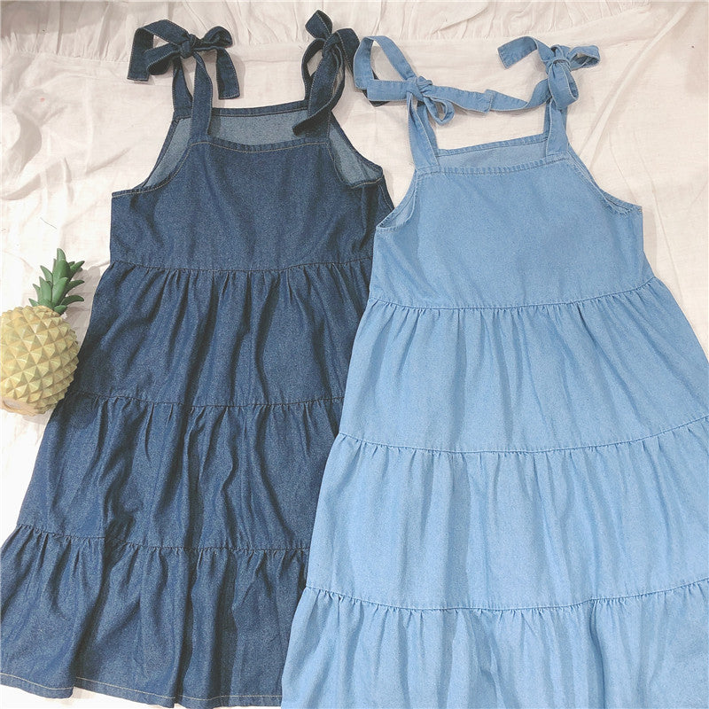 Small fresh suspender dress PL20624