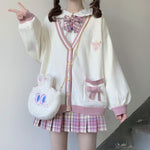 Cute Bow Knit Long Sleeve Cardigan PL51399