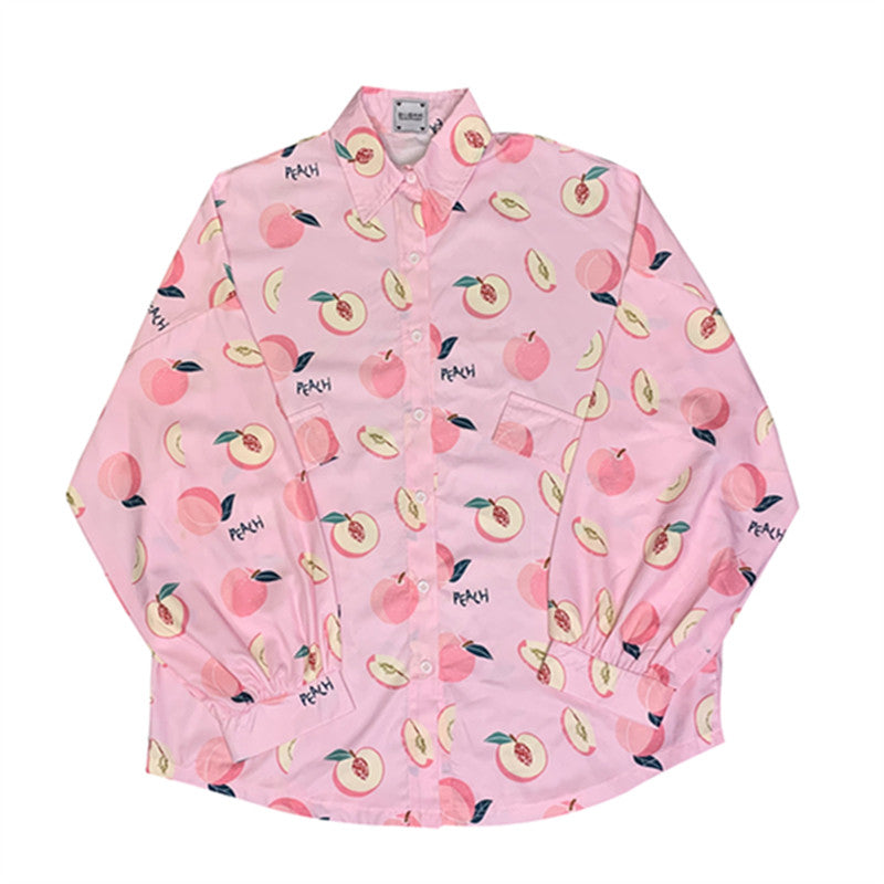 Peach print shirt PL21089