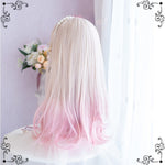 Lolita Gold Pink Long Curly Wig PL51736