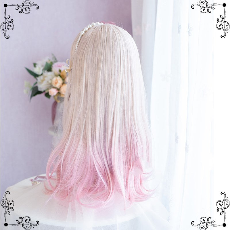 Lolita Gold Pink Long Curly Wig PL51736