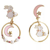 Cute Moon Rabbit Ear Studs PL50390