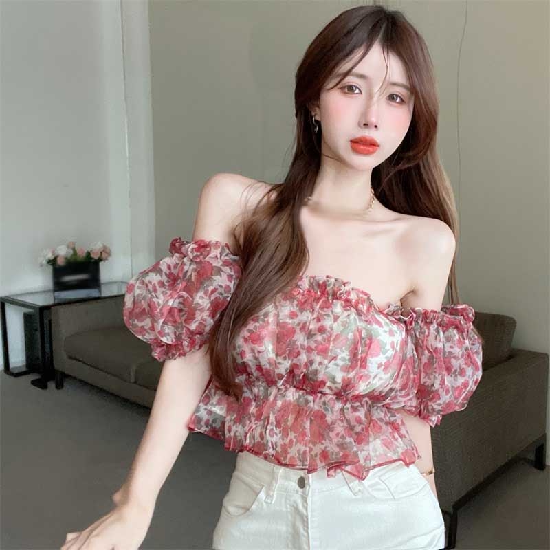 floral short-sleeved shirt  PL52394