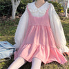 Cute white shirt + pink suspender skirt PL51833