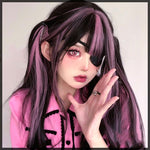 Pink black wig PL51900