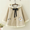 Rabbit ear hooded woolen cape coat PL21253