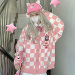 Plaid Anime Knit Sweater  PL52125