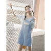 Embroidered denim overalls PL50643