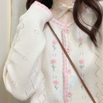 Cute embroidered knitted cardigan PL51917