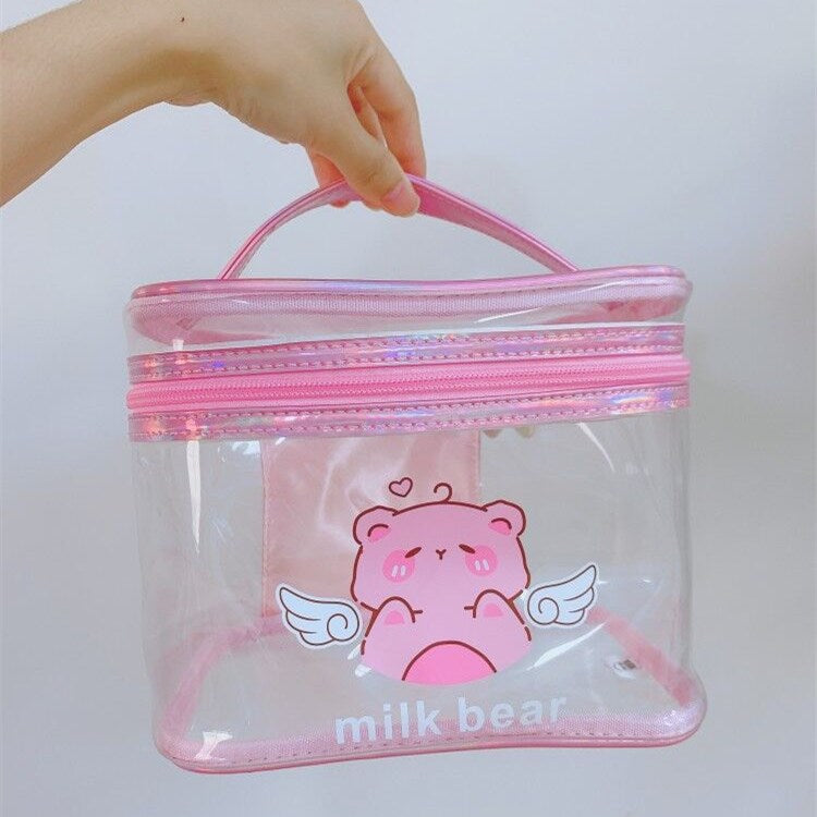 Cute bear transparent cosmetic bag PL51538