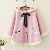 Rabbit ear hooded woolen cape coat PL21253