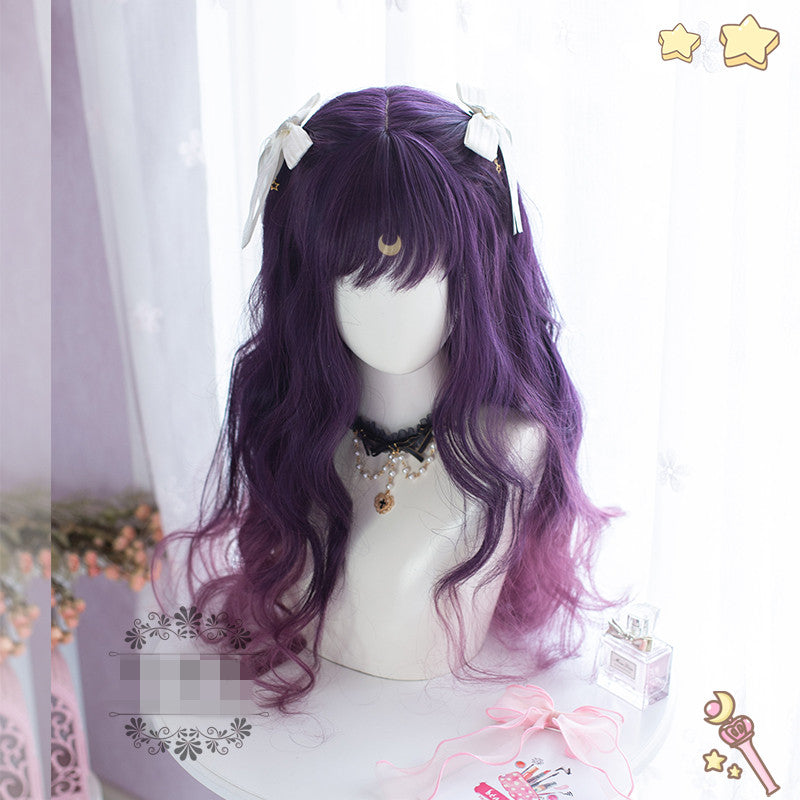 Purple gradient long curly wig PL50542