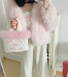 Bowknot pink plush handbag PL52137