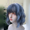 Harajuku blue gray short curly hair wig PL51474