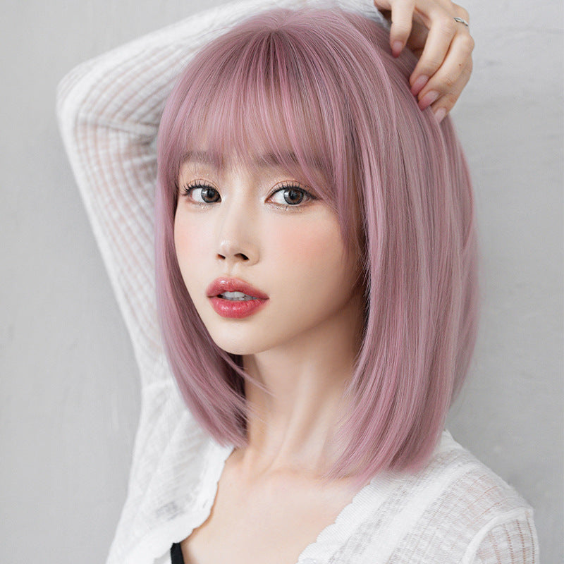 Pink Short Straight Hair Wig  PL52579