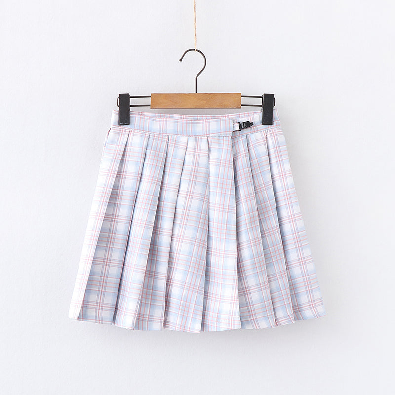 Plaid pleated skirt + tie PL50419