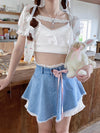 Blue lace skirt PL51906