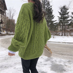 Loose knitted sweater coat PL20880