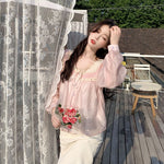 Pink long-sleeved shirt top PL51785