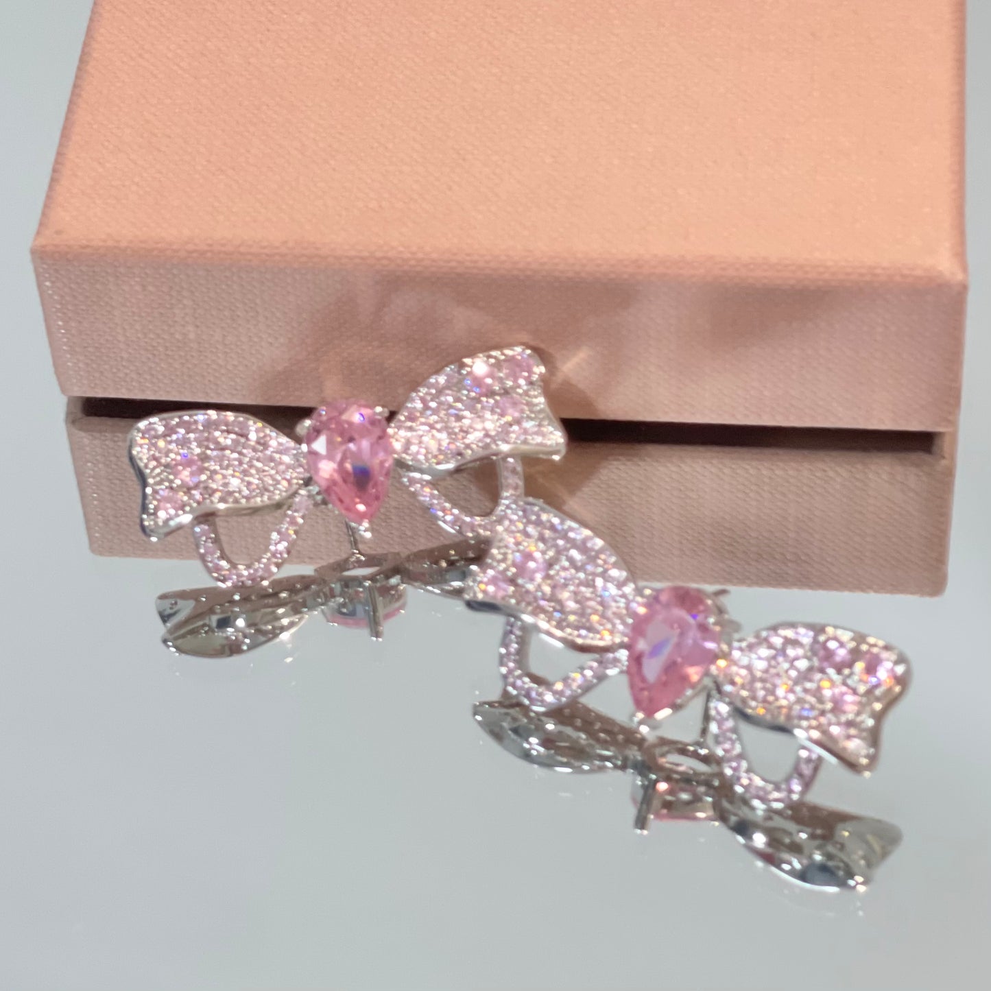 Pink Bow Necklace Earrings PL52019