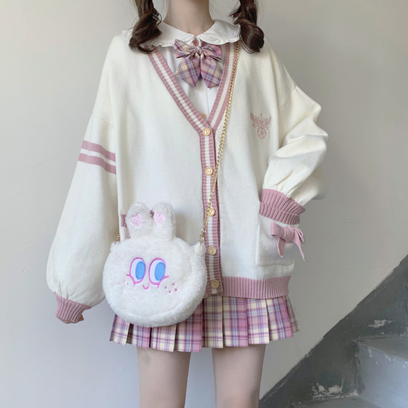 Cute Bow Knit Long Sleeve Cardigan PL51399