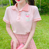 Pink T-shirt + pleated skirt two-piece set  PL52282