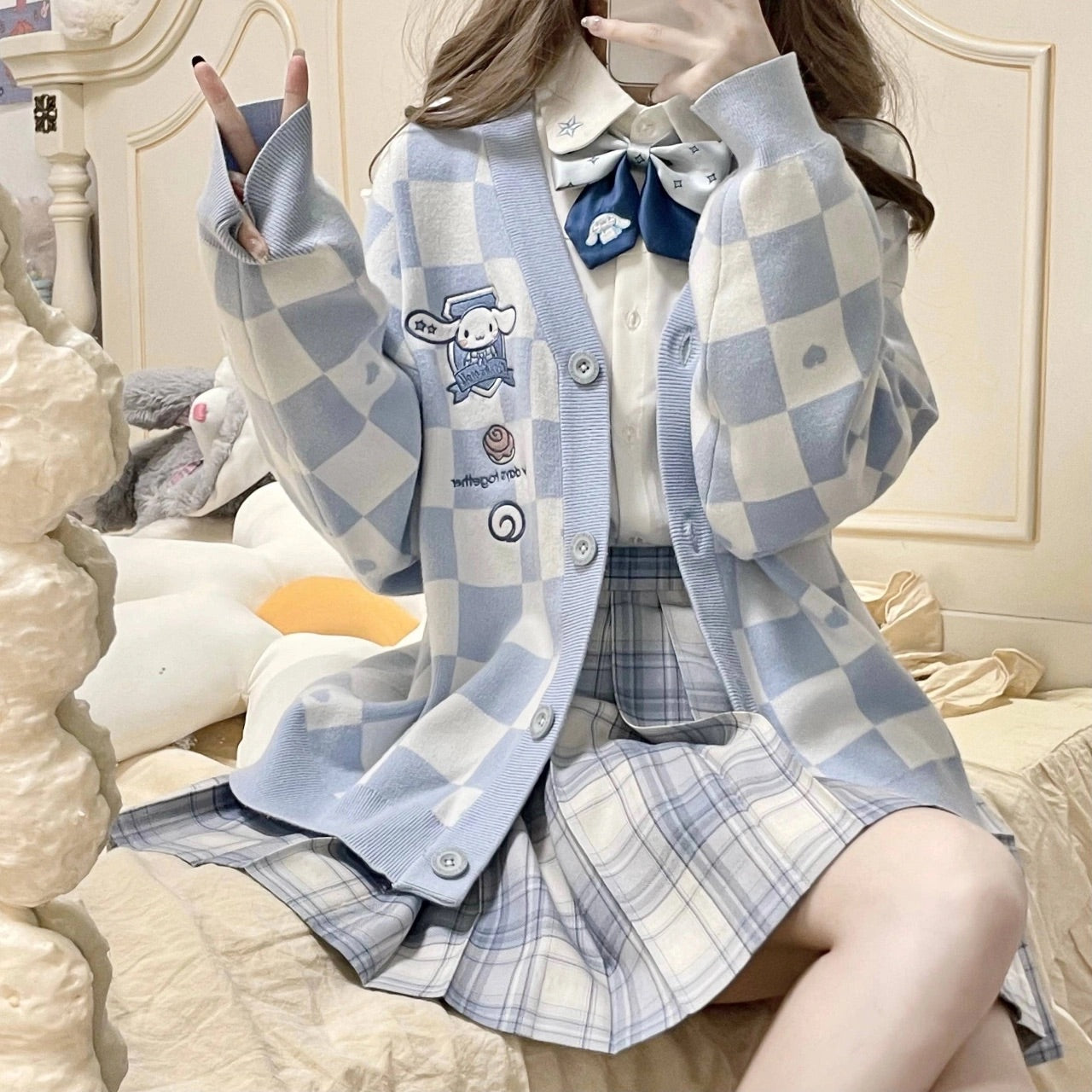 Plaid Anime Knit Sweater  PL52125