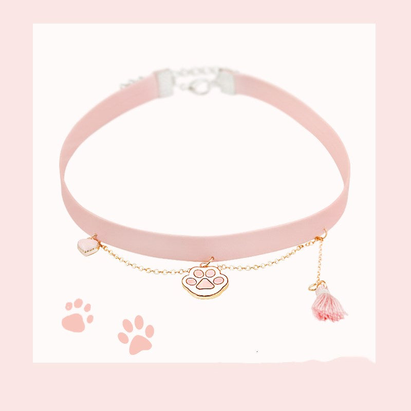 Pink cat's paw necklace PL51329