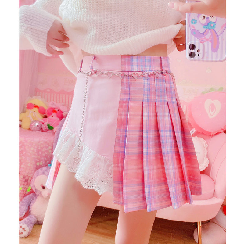 Cute pink pleated skirt PL50782