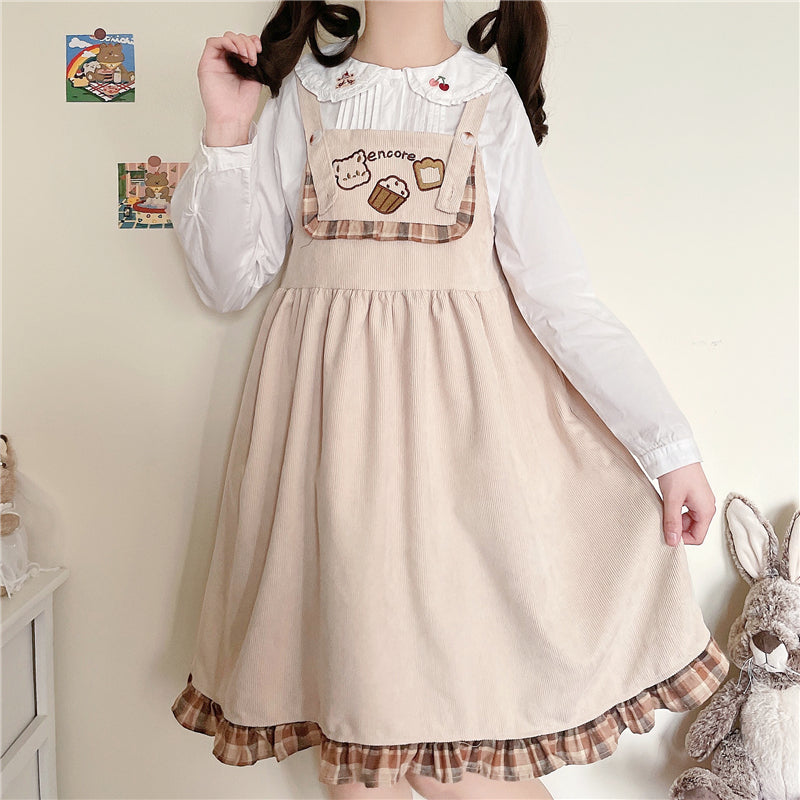 Cute Bear Embroidered Sling Dress PL51385