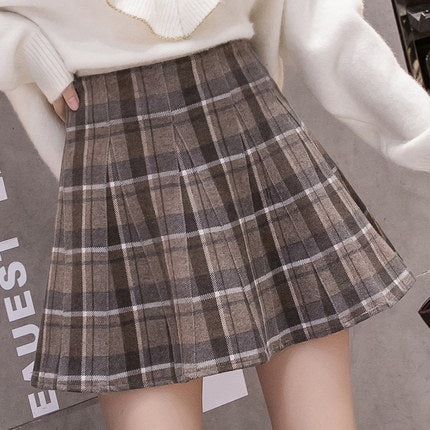 Woolen plaid pleated skirt PL52151